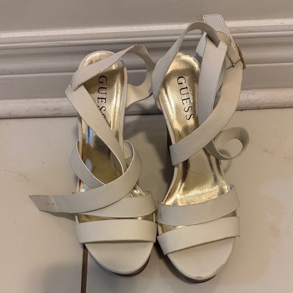 Guess Women's Cream Strappy Heels